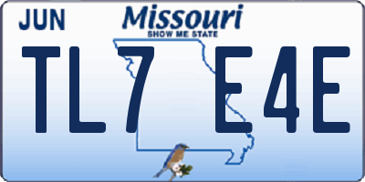 MO license plate TL7E4E