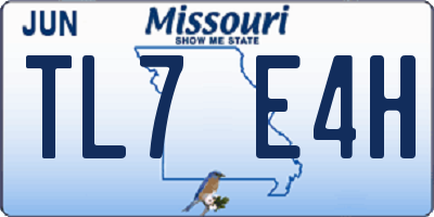 MO license plate TL7E4H