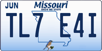 MO license plate TL7E4I