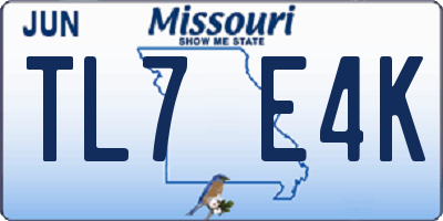 MO license plate TL7E4K