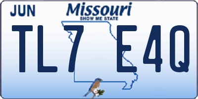 MO license plate TL7E4Q