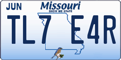 MO license plate TL7E4R