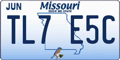 MO license plate TL7E5C