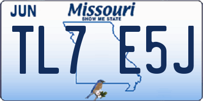MO license plate TL7E5J