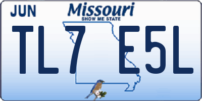 MO license plate TL7E5L