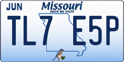 MO license plate TL7E5P