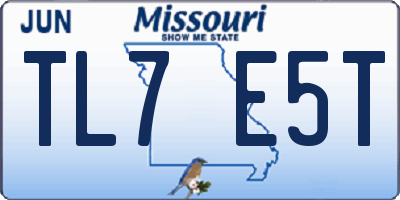 MO license plate TL7E5T