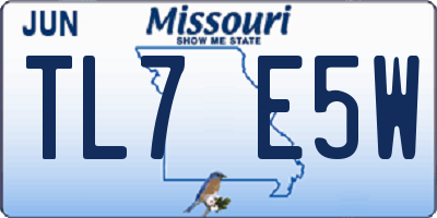 MO license plate TL7E5W