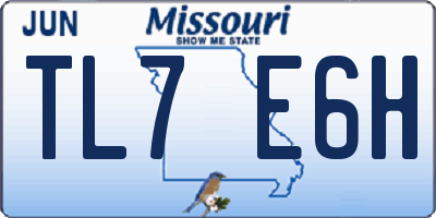 MO license plate TL7E6H
