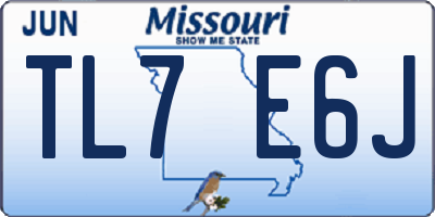 MO license plate TL7E6J