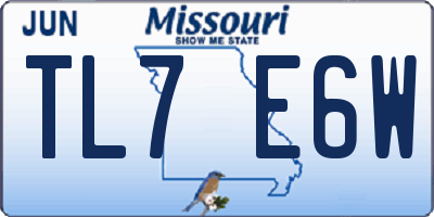 MO license plate TL7E6W