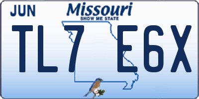 MO license plate TL7E6X