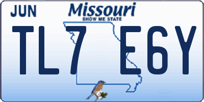 MO license plate TL7E6Y