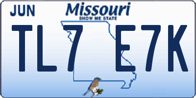 MO license plate TL7E7K