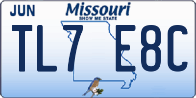 MO license plate TL7E8C