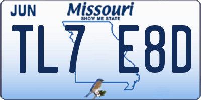 MO license plate TL7E8D
