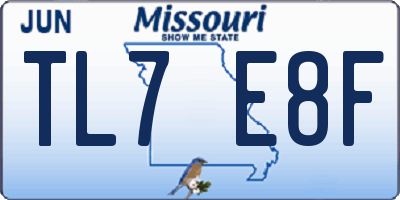 MO license plate TL7E8F