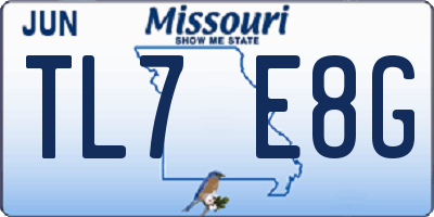 MO license plate TL7E8G