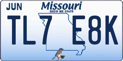 MO license plate TL7E8K
