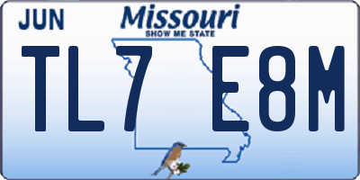 MO license plate TL7E8M
