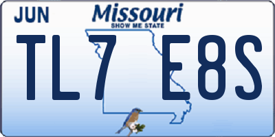 MO license plate TL7E8S