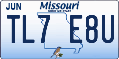 MO license plate TL7E8U