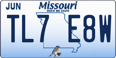 MO license plate TL7E8W