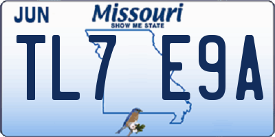 MO license plate TL7E9A