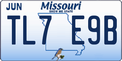 MO license plate TL7E9B