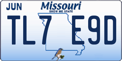 MO license plate TL7E9D