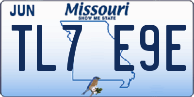 MO license plate TL7E9E