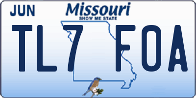 MO license plate TL7F0A