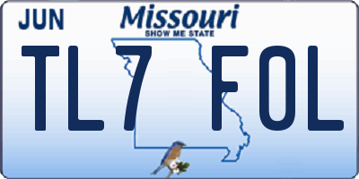 MO license plate TL7F0L