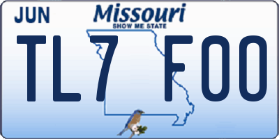 MO license plate TL7F0O