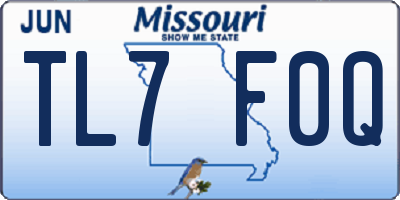 MO license plate TL7F0Q