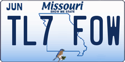 MO license plate TL7F0W