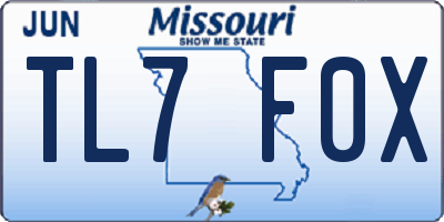 MO license plate TL7F0X