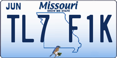 MO license plate TL7F1K