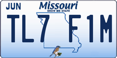 MO license plate TL7F1M