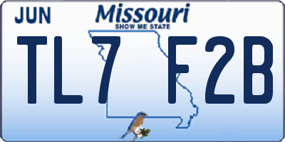 MO license plate TL7F2B