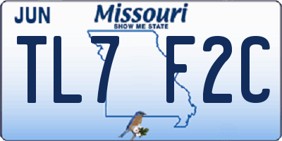 MO license plate TL7F2C