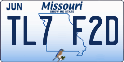 MO license plate TL7F2D