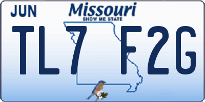 MO license plate TL7F2G