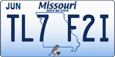 MO license plate TL7F2I