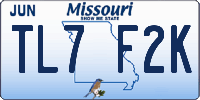 MO license plate TL7F2K