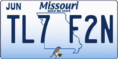 MO license plate TL7F2N