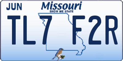 MO license plate TL7F2R