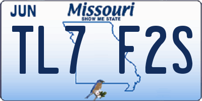 MO license plate TL7F2S