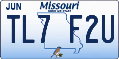 MO license plate TL7F2U