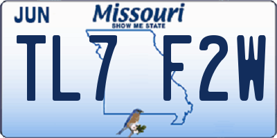 MO license plate TL7F2W